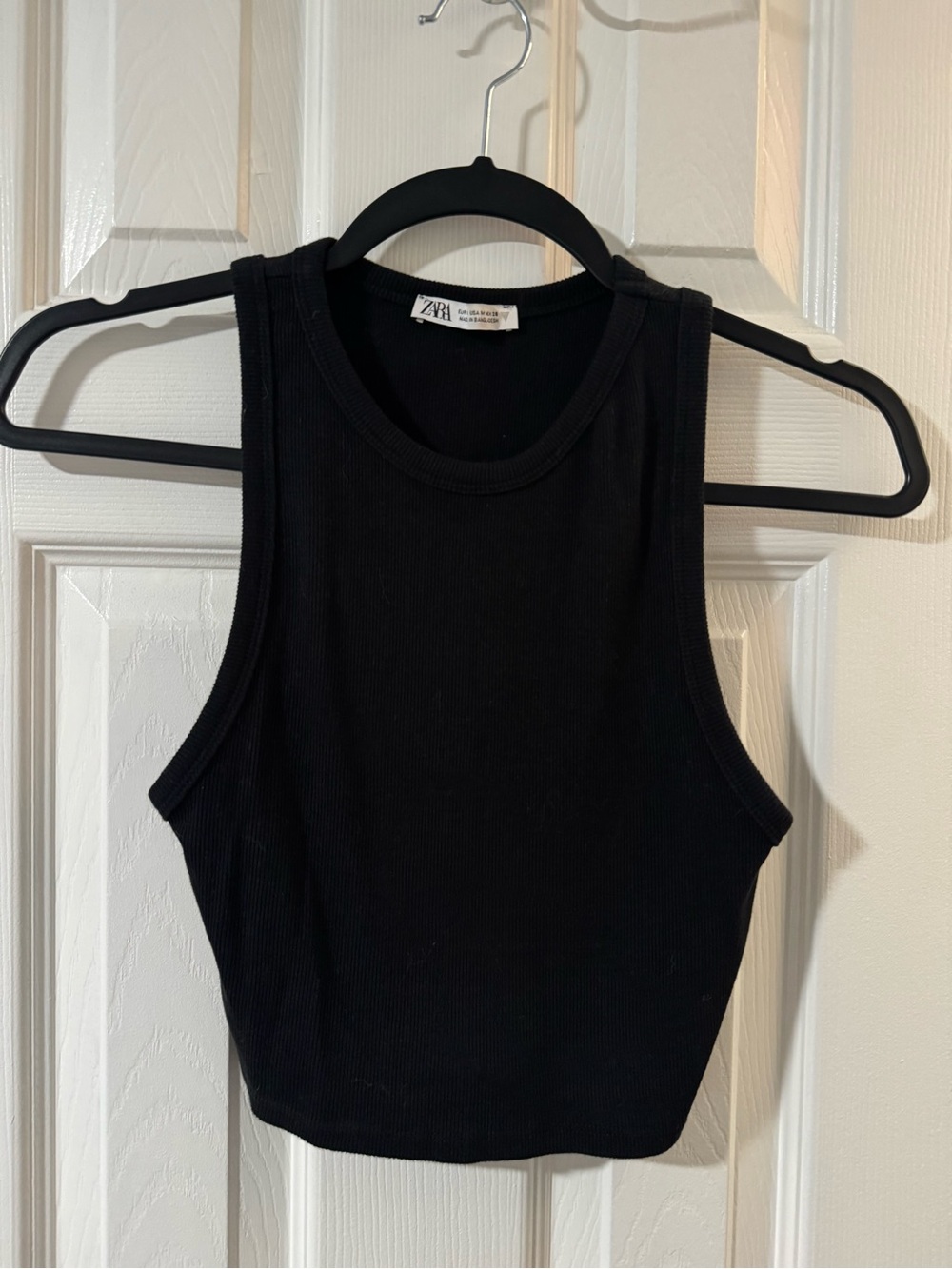 Zara Black Ribbed Cropped Tank